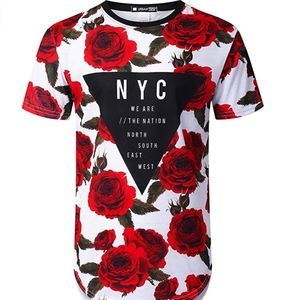 Mens Hipster Hip Hop Floral Graphic T-Shirt